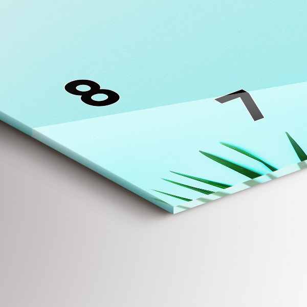 Horizontální skleněné hodiny na stěnu Palmové listy