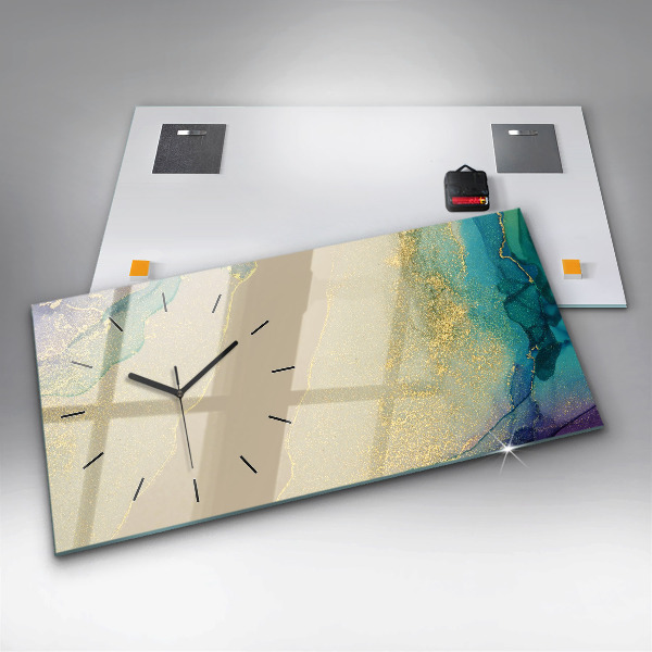 Horizontální skleněné hodiny na stěnu Elegantní abstrakce