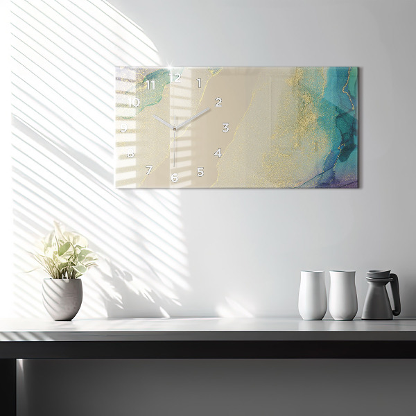 Horizontální skleněné hodiny na stěnu Elegantní abstrakce