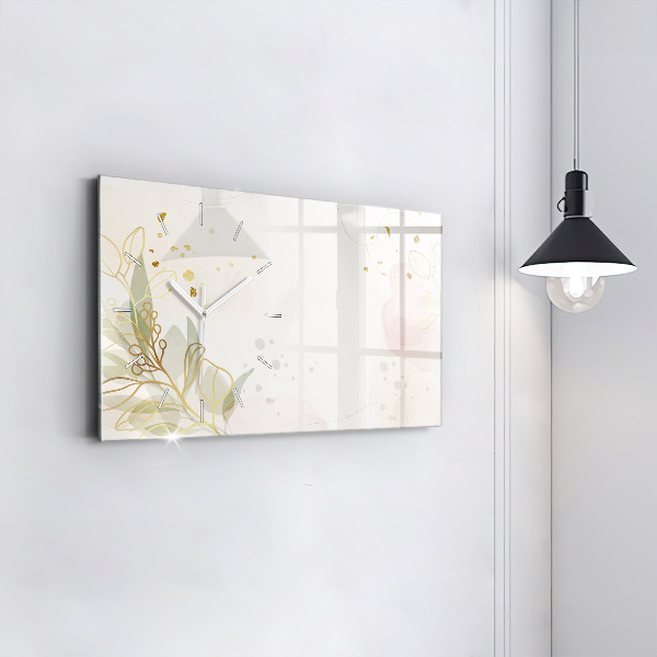 Horizontální skleněné hodiny na stěnu Pastelová abstrakce