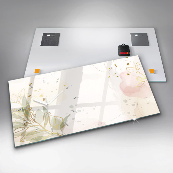 Horizontální skleněné hodiny na stěnu Pastelová abstrakce