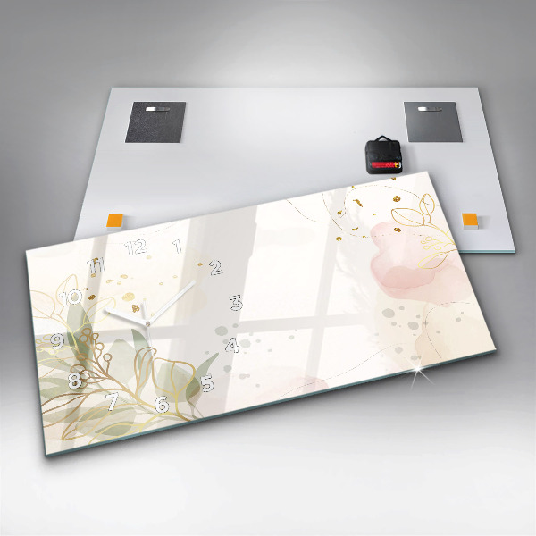 Horizontální skleněné hodiny na stěnu Pastelová abstrakce