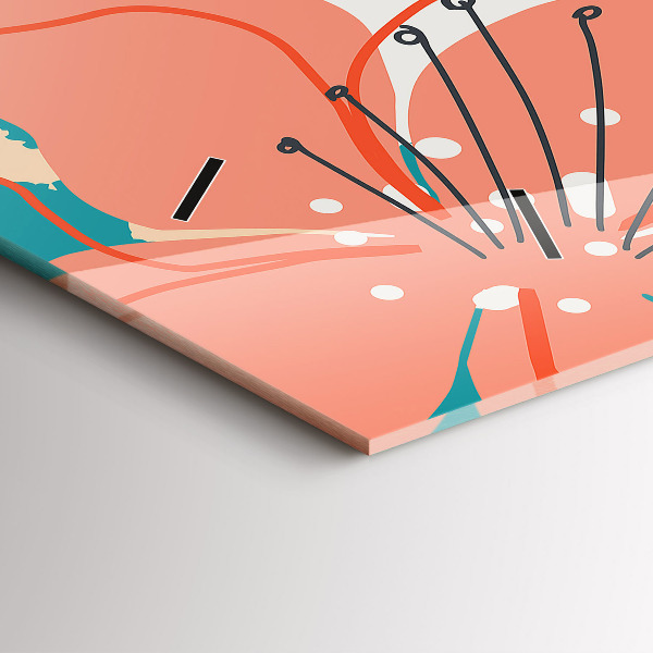 Horizontální skleněné hodiny na stěnu Havajské rostliny