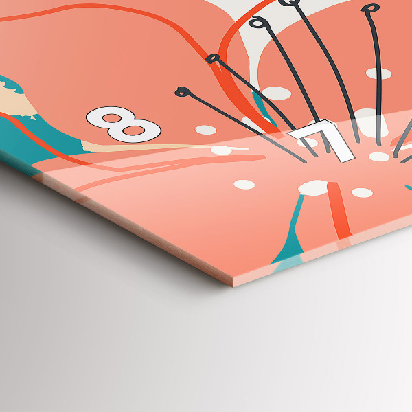 Horizontální skleněné hodiny na stěnu Havajské rostliny