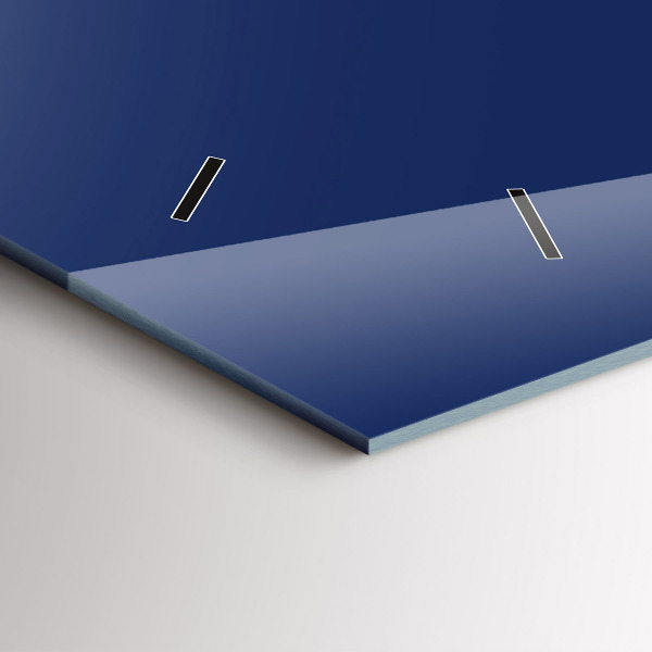 Horizontální skleněné hodiny na stěnu Námořnická modř