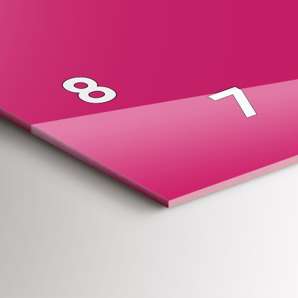 Horizontální skleněné hodiny na stěnu Barva silně růžová