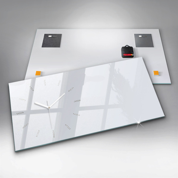 Horizontální skleněné hodiny na stěnu Barva tmavě bílá