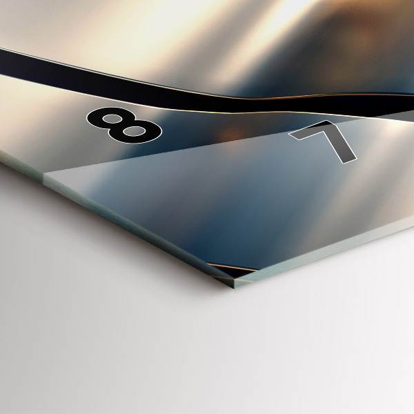 Horizontální skleněné hodiny na stěnu Stříbrný vzor