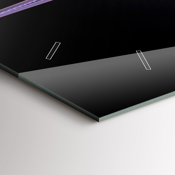 Horizontální skleněné hodiny na stěnu Fialová abstrakce