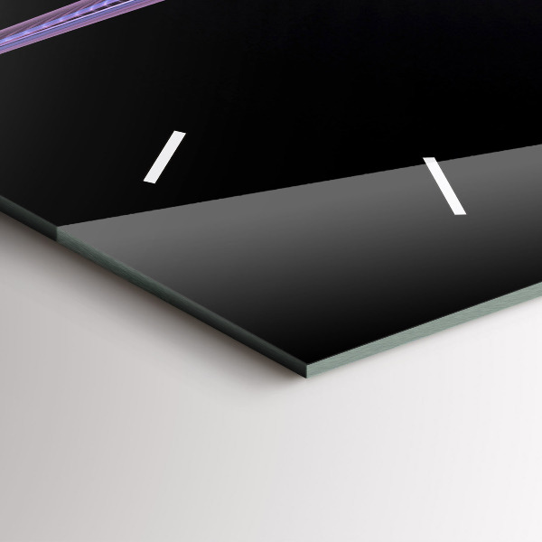 Horizontální skleněné hodiny na stěnu Fialová abstrakce