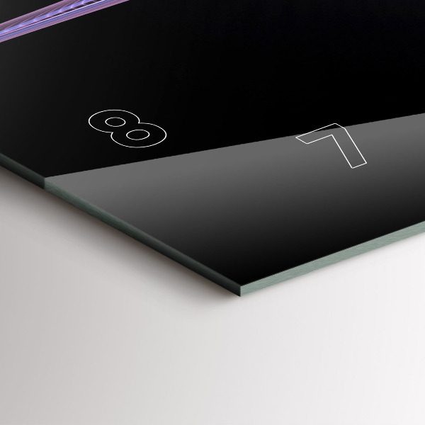 Horizontální skleněné hodiny na stěnu Fialová abstrakce