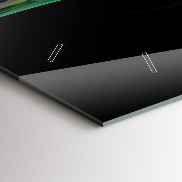 Horizontální skleněné hodiny na stěnu Zelená abstrakce