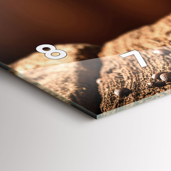 Horizontální skleněné hodiny na stěnu Šálek kávy