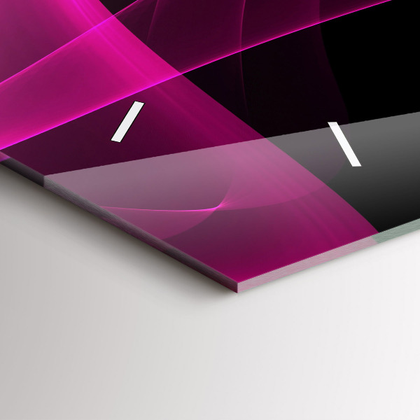 Horizontální skleněné hodiny na stěnu Růžová abstrakce