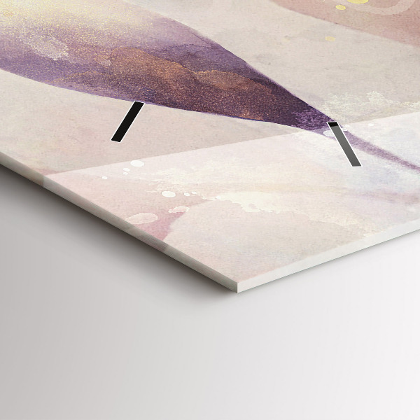 Horizontální skleněné hodiny na stěnu Abstraktní boho listy