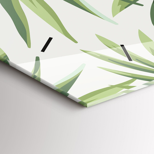 Horizontální skleněné hodiny na stěnu Tropický vzor