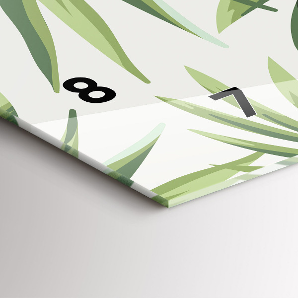 Horizontální skleněné hodiny na stěnu Tropický vzor