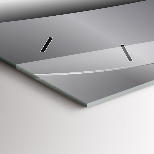 Horizontální skleněné hodiny na stěnu Stříbrná abstrakce