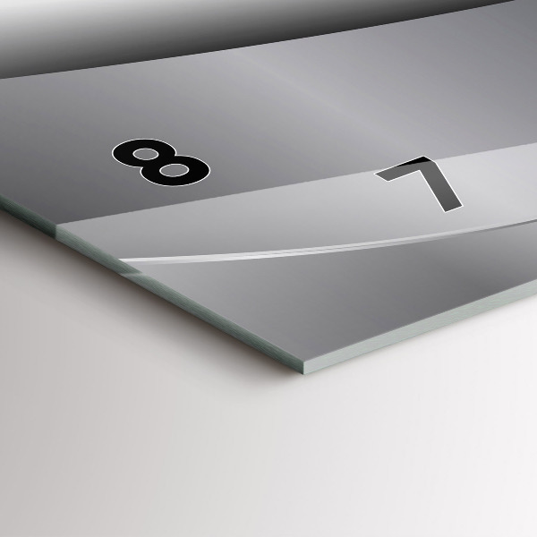 Horizontální skleněné hodiny na stěnu Stříbrná abstrakce