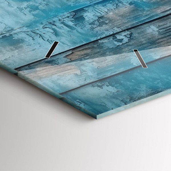 Horizontální skleněné hodiny na stěnu Modré desky