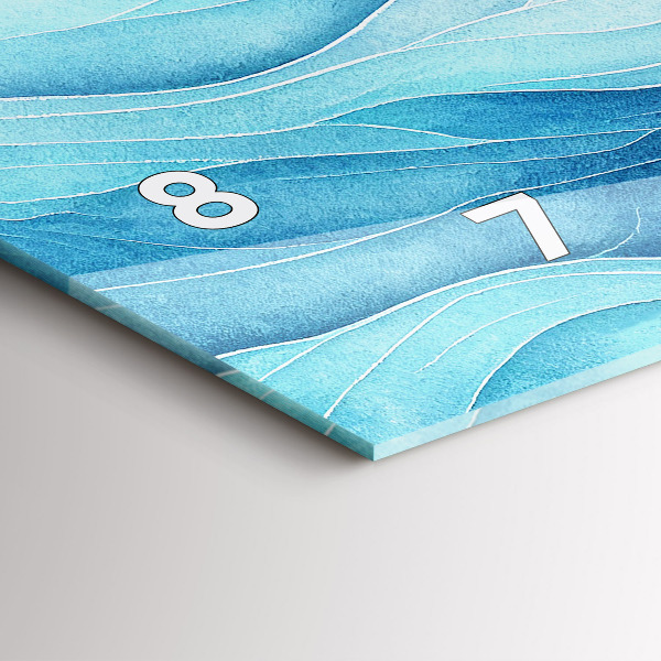 Horizontální skleněné hodiny na stěnu Modré mraky