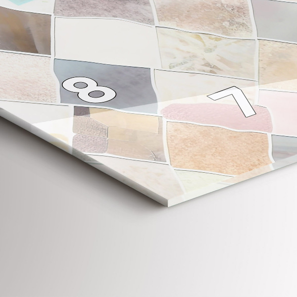 Horizontální skleněné hodiny na stěnu Barevné dlaždice