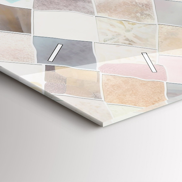 Horizontální skleněné hodiny na stěnu Barevné dlaždice