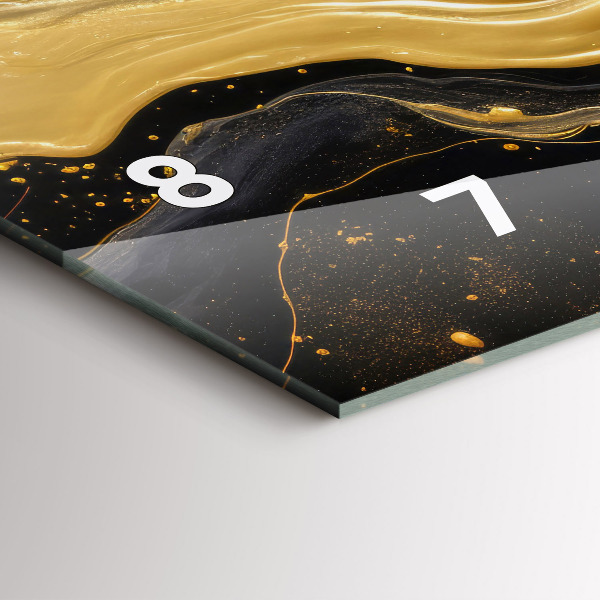 Horizontální skleněné hodiny na stěnu Zlatý mramor