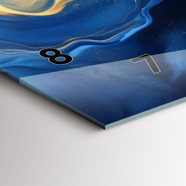 Horizontální skleněné hodiny na stěnu Modrý mramor