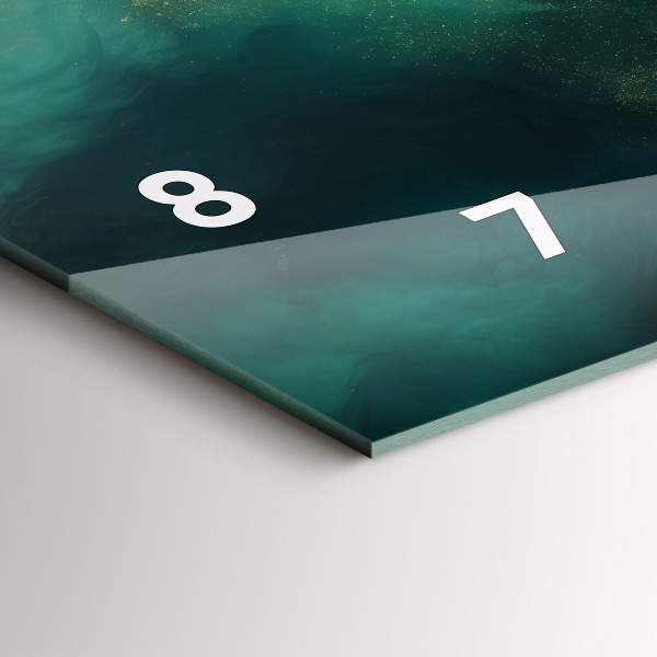 Horizontální skleněné hodiny na stěnu Zelený mramor