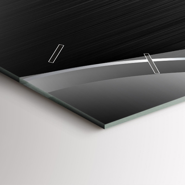 Horizontální skleněné hodiny na stěnu Černé a stříbrné linie