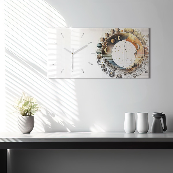 Horizontální skleněné hodiny na stěnu Hodiny astronomie