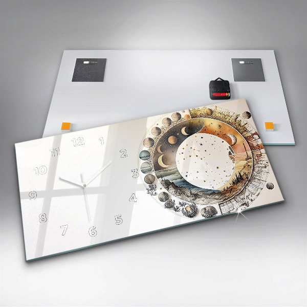 Horizontální skleněné hodiny na stěnu Hodiny astronomie