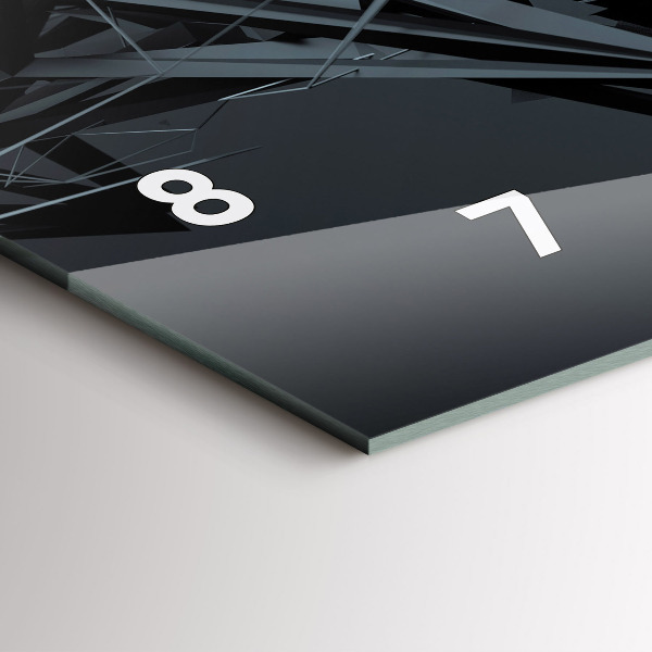 Horizontální skleněné hodiny na stěnu Černá abstrakce