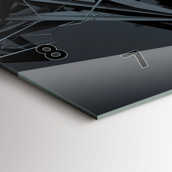 Horizontální skleněné hodiny na stěnu Černá abstrakce