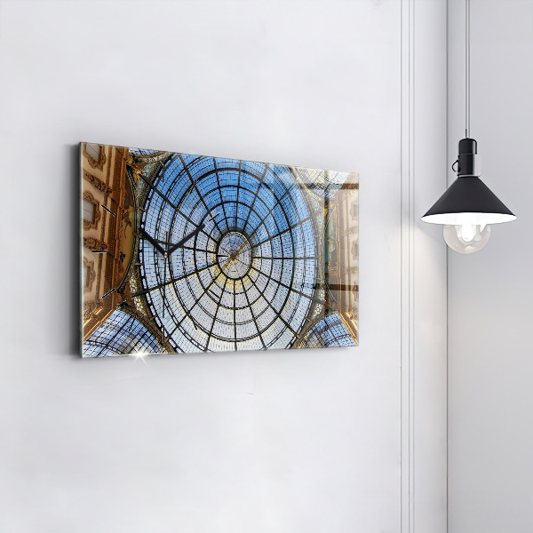 Horizontální hodiny na skle Nákupní centrum v Miláně