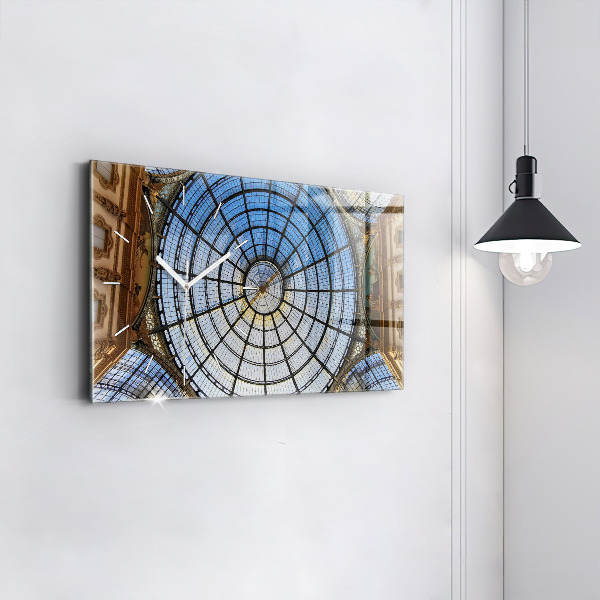 Horizontální hodiny na skle Nákupní centrum v Miláně