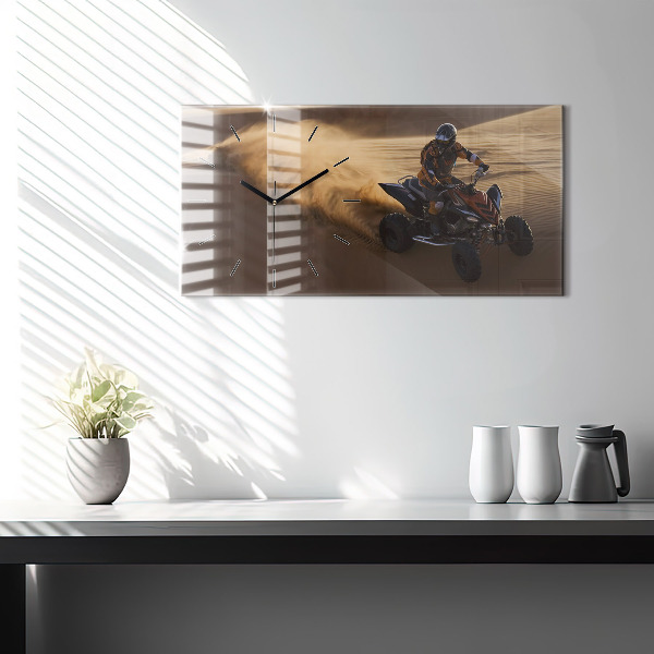 Horizontální hodiny na skle Čtyřkolka v poušti