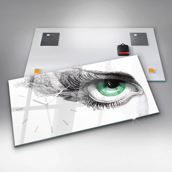 Horizontální hodiny na skle Abstraktní lidské oko