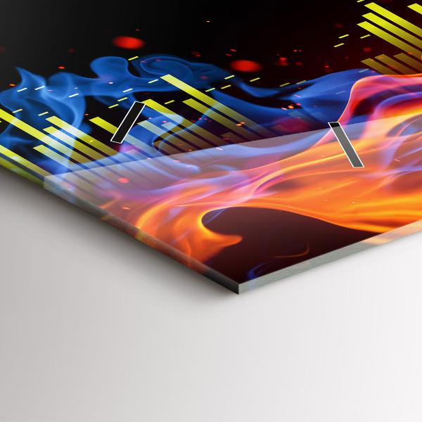 Horizontální hodiny na skle Sluchátka a zvukové vlny