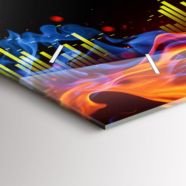 Horizontální hodiny na skle Sluchátka a zvukové vlny