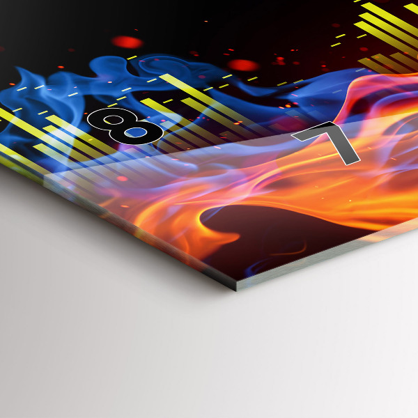 Horizontální hodiny na skle Sluchátka a zvukové vlny