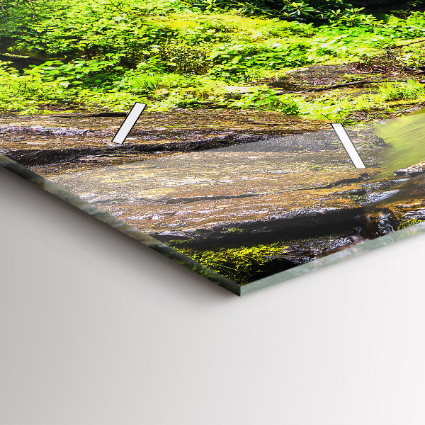 Horizontální hodiny na skle Vodopádový les