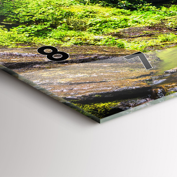 Horizontální hodiny na skle Vodopádový les