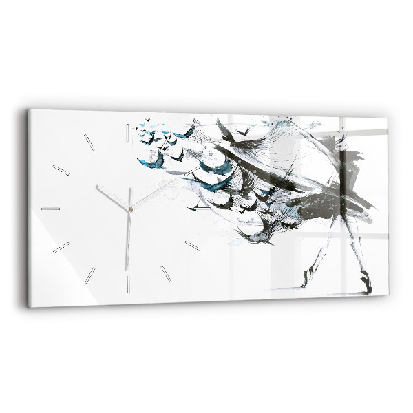 Horizontální hodiny na skle Žena tančící balet