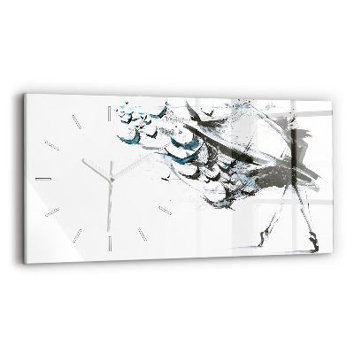 Horizontální hodiny na skle Žena tančící balet