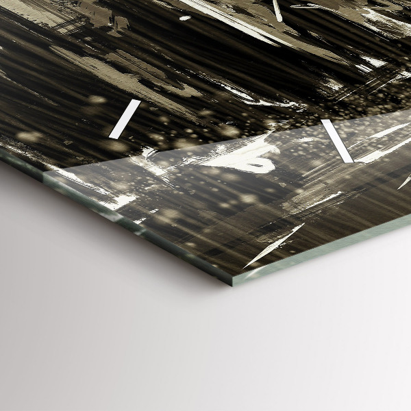 Horizontální hodiny na skle Žena v deštivé noci