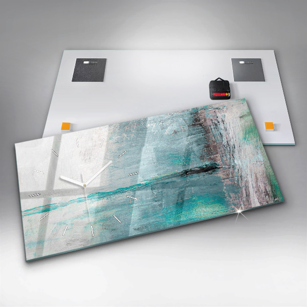 Horizontální hodiny na skle Abstraktní olejová textura