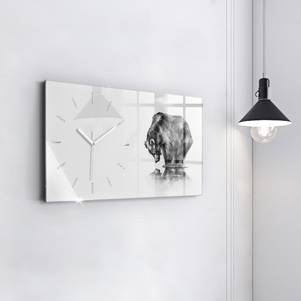 Horizontální hodiny na skle Kresba medvěda