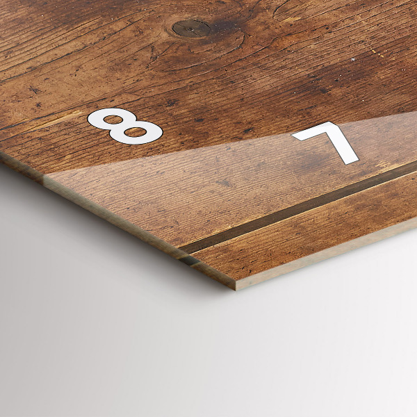 Horizontální hodiny na skle Rustikální dřevo